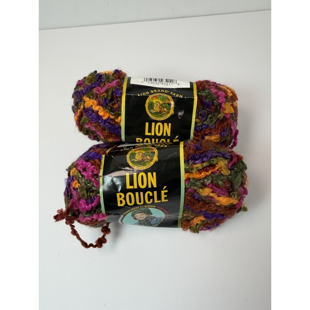 2 Skeins Lion Brand  Boucle Yarn Tutti Frutti 57 Yds Ea Super Bulky 6